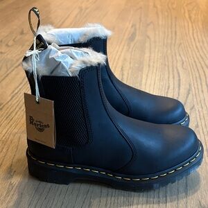 Dr. Martens 2976 Leonore Black Boots with Fur Lining